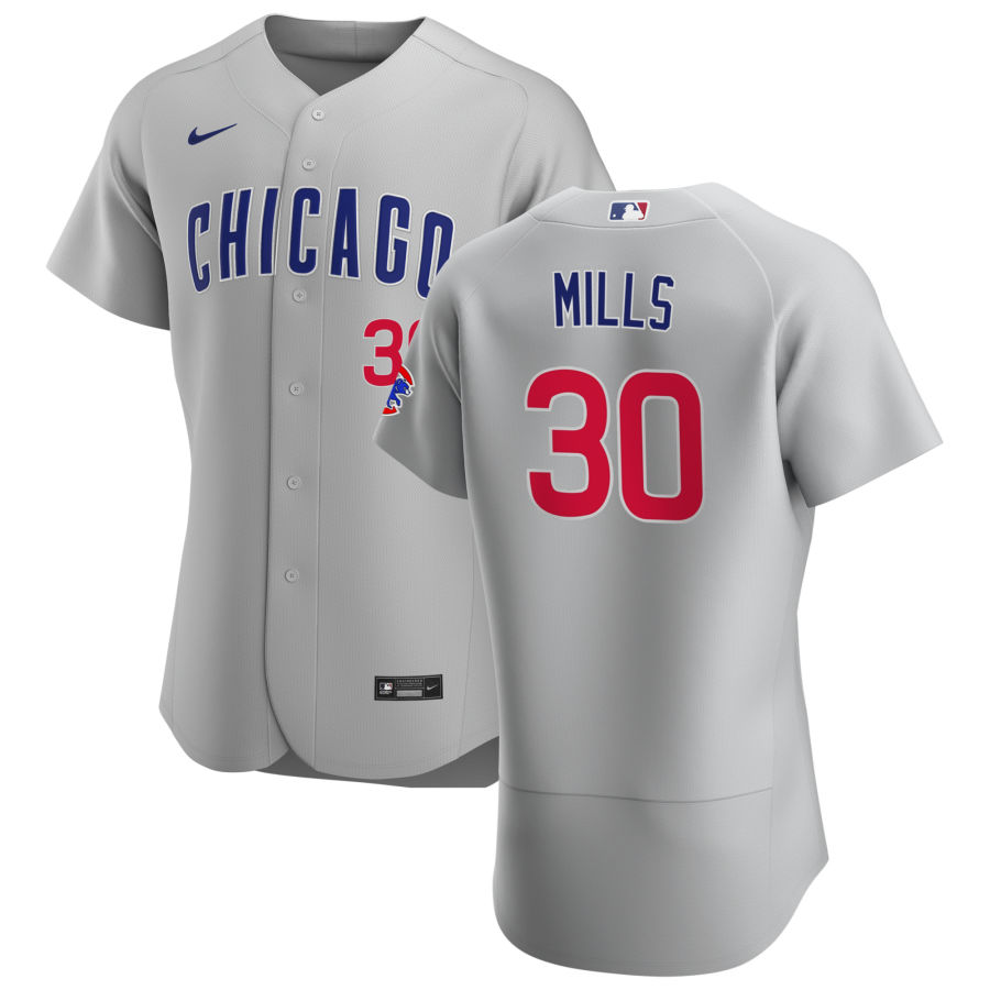 Chicago Cubs #30 Alec Mills Men Nike Gray Road 2020 Authentic Team Jersey